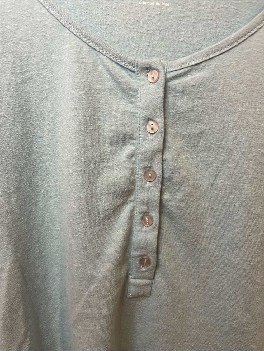 By Anthropologie Puff-Sleeve Henley Top in Blue Size Small - Picture 5 of 9